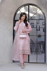 Naaira By Dressline Semi Stitched 3 Piece Organza Formals Collection'2025-naaira-pink