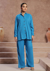 Tng By Md Stitched-Veena Co-Ord Set | Blue