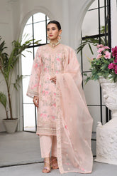 Dressline Semi Stitched 3 Pc Emb Luxury Organza Clutches Collection