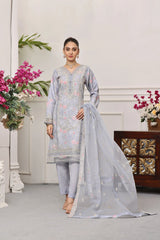 Dressline Semi Stitched 3 Pc Emb Luxury Organza Clutches Collection