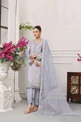 Dressline Semi Stitched 3 Pc Emb Luxury Organza Clutches Collection