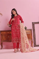Dressline Semi Stitched Laserkari & Chikankari Emb Lawn