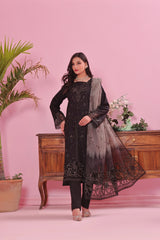 Dressline Semi Stitched Laserkari & Chikankari Emb Lawn