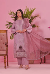 Dressline Semi Stitched Laserkari & Chikankari Emb Lawn