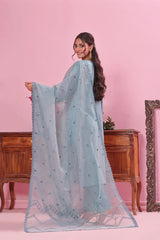 Dressline Semi Stitched Laserkari & Chikankari Emb Lawn