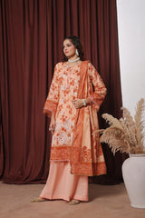 Dressline Zaha Unstitched 3-Pcs Premium Luxury Chikankari Emb Slub Digital Print Lawn Collection
