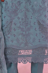 Dressline Semi Stitched Laserkari & Chikankari Emb Lawn