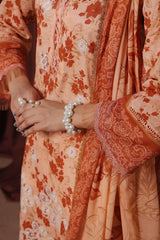 Dressline Zaha Unstitched 3-Pcs Premium Luxury Chikankari Emb Slub Digital Print Lawn Collection