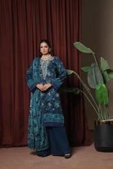 Dressline Zaha Unstitched 3-Pcs Premium Luxury Chikankari Emb Slub Digital Print Lawn Collection