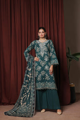 Dressline Zaha Unstitched 3-Pcs Premium Luxury Chikankari Emb Slub Digital Print Lawn Collection