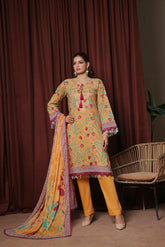 Dressline Zaha Unstitched 3-Pcs Premium Luxury Chikankari Emb Slub Digital Print Lawn Collection
