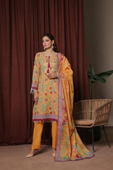 Dressline Zaha Unstitched 3-Pcs Premium Luxury Chikankari Emb Slub Digital Print Lawn Collection