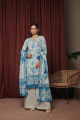 Dressline Zaha Unstitched 3-Pcs Premium Luxury Chikankari Emb Slub Digital Print Lawn Collection