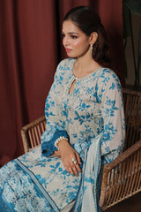 Dressline Zaha Unstitched 3-Pcs Premium Luxury Chikankari Emb Slub Digital Print Lawn Collection