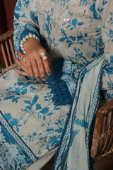 Dressline Zaha Unstitched 3-Pcs Premium Luxury Chikankari Emb Slub Digital Print Lawn Collection