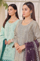 3 PIECE - EMBROIDERED ORGANZA SUIT 740J - Dressline Fabric