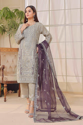 3 PIECE - EMBROIDERED ORGANZA SUIT 740J - Dressline Fabric