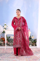 Shehnai By Dressline Unstitched 3 Piece Formals Collection'2025-shehnai-unstitched-crimson-fuchsia