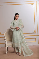 Dressline Red-Rose A Statement Of Elegance Semi Stitched Zari Aiyudiya Net Collection With Staple Lorex Dhari Dupatta & Raw Silk Grip Trousers