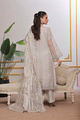 Dressline Red-Rose A Statement Of Elegance Semi Stitched Zari Aiyudiya Net Collection With Staple Lorex Dhari Dupatta & Raw Silk Grip Trousers