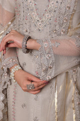 Dressline Red-Rose A Statement Of Elegance Semi Stitched Zari Aiyudiya Net Collection With Staple Lorex Dhari Dupatta & Raw Silk Grip Trousers