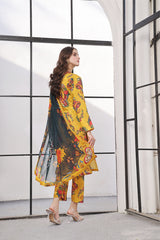Feathers Unstitched 3 Piece Digital Printed Lawn Summer Suit-MISANDEI-FT361
