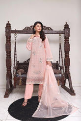 Abeeha By Dressline Stitched 3 Piece Organza Formals Collection'2025-abeeha-pink