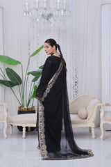 Dressline Mulberry Semi Stitched Luxury Emb Chiffon 3 Piece Suit