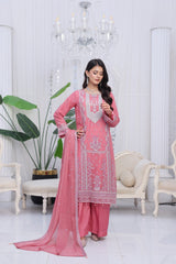 Dressline Mulberry Semi Stitched Luxury Emb Chiffon 3 Piece Suit