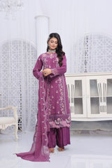 Dressline Mulberry Semi Stitched Luxury Emb Chiffon 3 Piece Suit