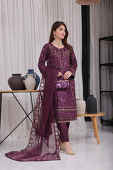 Dressline Semi Stitched 3 Pc Emb Luxury Organza Clutches Collection