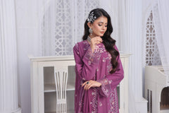 Dressline Mulberry Semi Stitched Luxury Emb Chiffon 3 Piece Suit