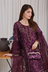 Dressline Semi Stitched 3 Pc Emb Luxury Organza Clutches Collection