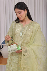 Dressline Semi Stitched 3 Pc Emb Luxury Organza Clutches Collection