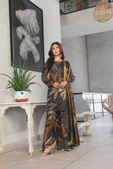 Whisper Winds By Feathers Unstitched 3 Piece Lawn Suit-SABLE-FT494