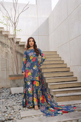 Whisper Winds By Feathers Unstitched 3 Piece Lawn Suit-ZARWYN-FT487