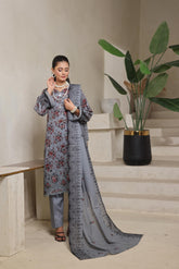 Dressline Azalea Where Tradition Meets Grace UnStitched 3 Piece Chikankari Lawn With Boring Work, Stripe Dora, Fancy Zari Lawn Dupatta & Dyed Cambric Trousers