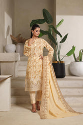 Dressline Azalea Where Tradition Meets Grace UnStitched 3 Piece Chikankari Lawn With Boring Work, Stripe Dora, Fancy Zari Lawn Dupatta & Dyed Cambric Trousers