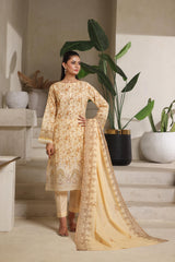 Dressline Azalea Where Tradition Meets Grace UnStitched 3 Piece Chikankari Lawn With Boring Work, Stripe Dora, Fancy Zari Lawn Dupatta & Dyed Cambric Trousers