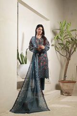 Dressline Azalea Where Tradition Meets Grace UnStitched 3 Piece Chikankari Lawn With Boring Work, Stripe Dora, Fancy Zari Lawn Dupatta & Dyed Cambric Trousers
