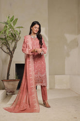 Dressline Azalea Where Tradition Meets Grace UnStitched 3 Piece Chikankari Lawn With Boring Work, Stripe Dora, Fancy Zari Lawn Dupatta & Dyed Cambric Trousers