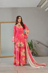Whisper Winds By Feathers Unstitched 3 Piece Lawn Suit-ROZBERRY-FT491