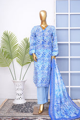 Bin Saeed Stitched 3 Piece Exclusive Printed Lawn Vol-17 Suit-LSM-3425-S.BLUE
