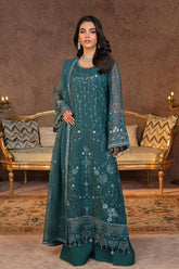 Lamisah Zebaish by Lavish Unstitched 3 Piece Luxury Chiffon Suit-07-Pine Green