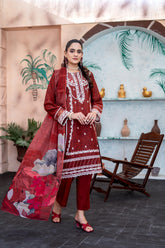 Dressline L Umer Textile New Stitched Fancy Emb Chikankari Lawn Fancy Printed Dupatta Collection