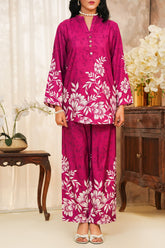 Hazel By Aizal Stitched Co Ords Slub Linen Winter Vol-02 Suit-AHZL-07-Magenta