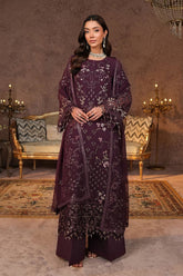 Lamisah Zebaish by Lavish Unstitched 3 Piece Luxury Chiffon Suit-08-Sangria