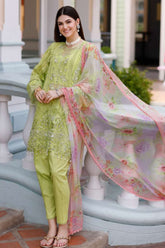 Noor by Saadia Asad Unstitched 3 Piece Eid Handwork Schiffli Laserkari Collection'2023-D-09