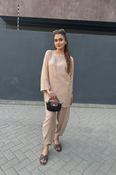 Zaman By MNM Stitched 2 Piece Winter Pret Collection'2024-Beige Bliss