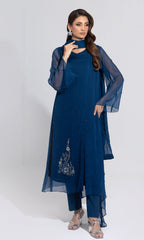 Shamooz Stitched 3 Piece Formals Suits-Cobalt SEM-0643